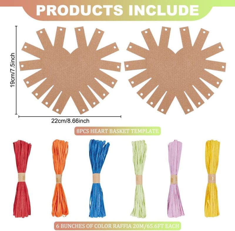 8 Set Heart Style Basket Weaving Kit Introductory Sewing for Beginners, Creative Woven Bowl Suitable for for Kids Arts and Crafts Projects and Easter Basket Activities - Image 2