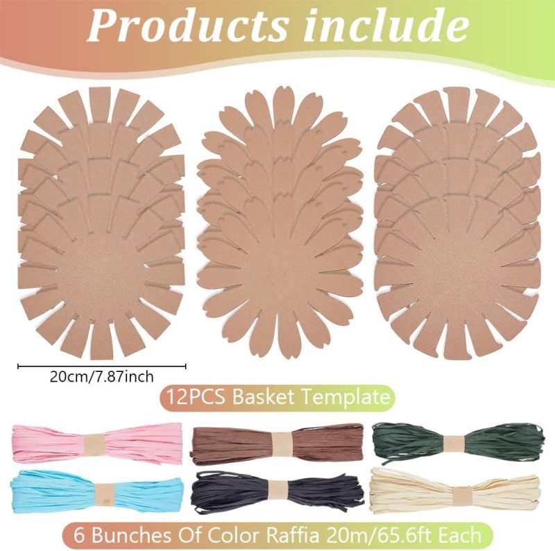 12 Set Basket Weaving Kit 6 Colors Basket Making Kit for Beginners Creative Woven Bowl Raffia Basket Arts and Crafts Projects with Video Tutorial Easter Basket Activities for Easter Eggs - Image 2