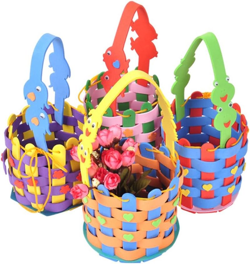 12sets Eva Tote Bag Weaving Craft Kit Colorful Handbag Material for Boys and Girls Interactive Preschool Project Includes Sewing Accessories for Home and Parent Activities Random