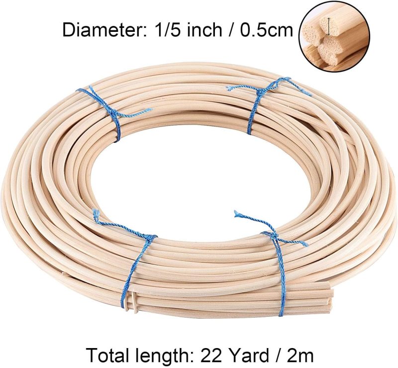 22 Yard 1/5 Inch Reed Spline, Durable Wicker Repair Kit, Natural Pliable Cane Webbing Material for Aromatherapy Stick Basket Weaving Winding Layering Modeling - Image 2