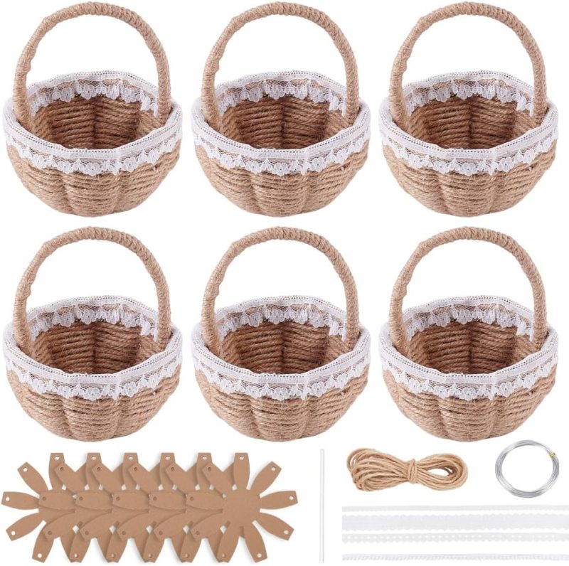 6 Set DIY Woven Basket Making Kit for Beginners Wicker Basket Weaving Supplies Multifunctional Hand-Woven Storage Box for Easter Decor
