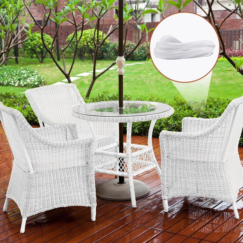 2 Bundles 120 ft Wicker Repair Kit Flat Synthetic Rattan Weaving Material White Plastic Wicker Repair Supplies Replacement Basket Weaving Kit for Patio Chair Sofa Furniture DIY - Image 2